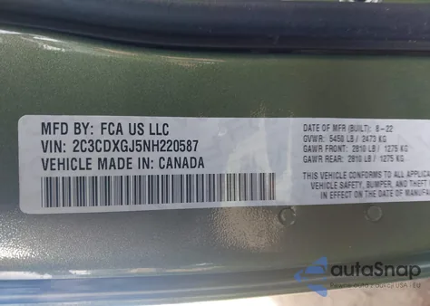 2022 Dodge Charger Scat Pack z USA, uszkodzony, nr VIN 2C3CDXGJ5NH220587